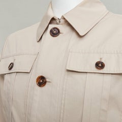 DOLCE GABBANA beige cotton brown horn buttons pockets field jacket IT44 XS