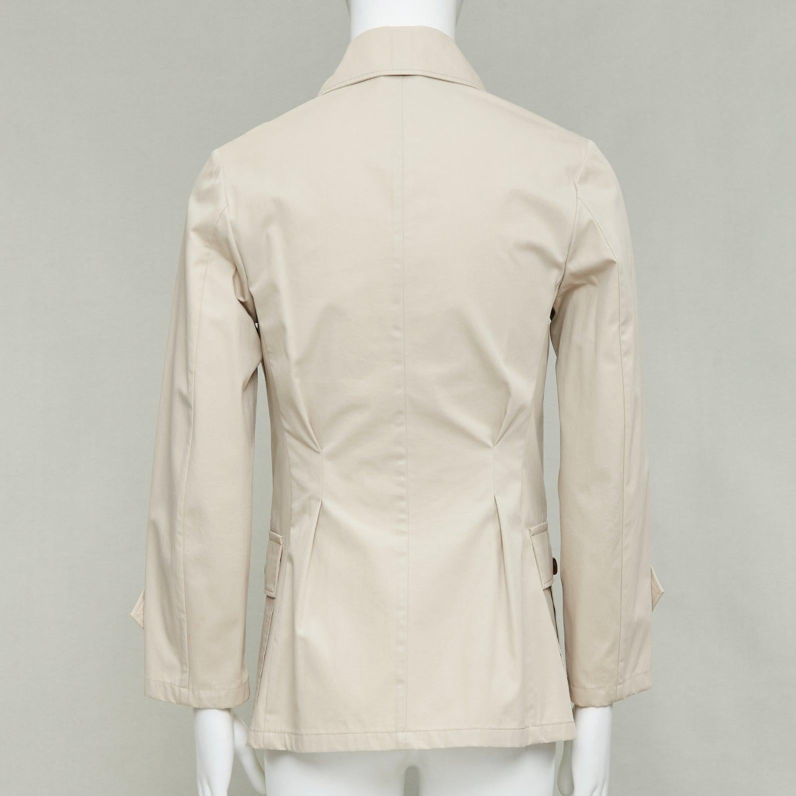 DOLCE GABBANA beige coton marron corne boutons poches veste de campagne IT44 XS en vente 1