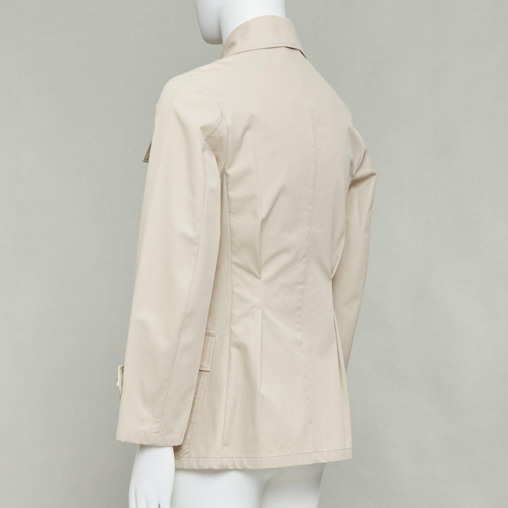 DOLCE GABBANA beige coton marron corne boutons poches veste de campagne IT44 XS en vente 2