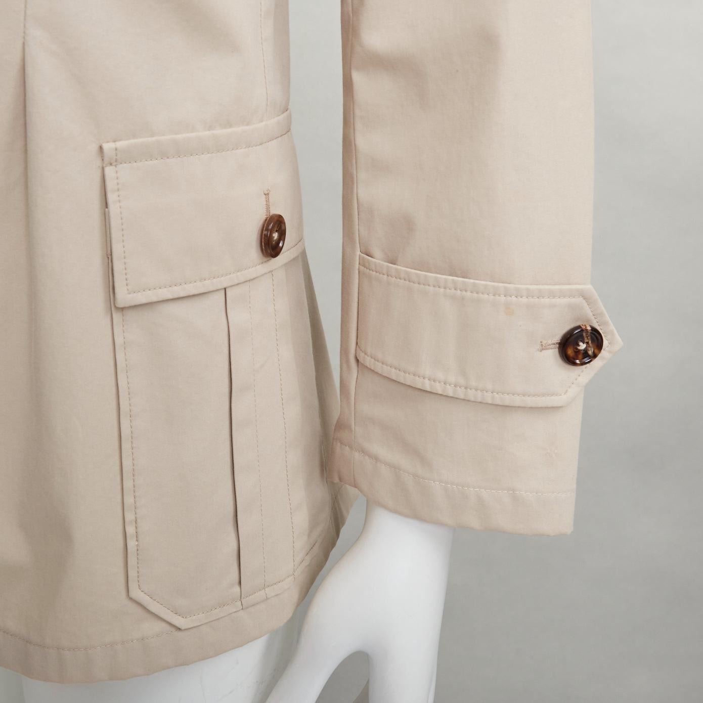 DOLCE GABBANA beige coton marron corne boutons poches veste de campagne IT44 XS en vente 3