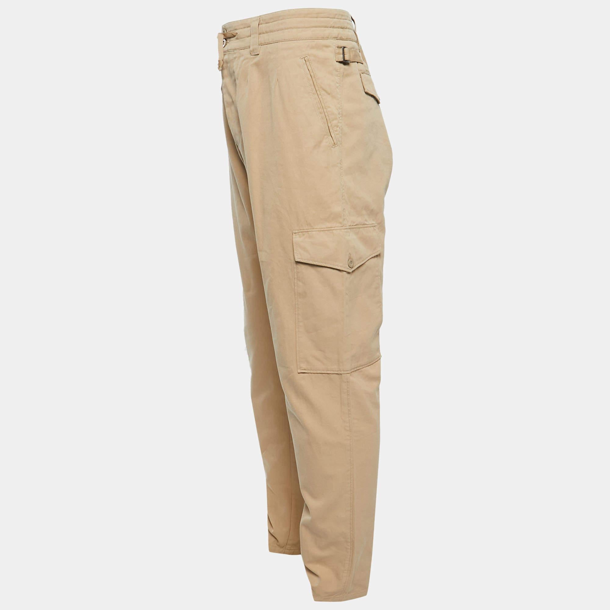 Dolce & Gabbana Beige Cotton Buttoned Cargo Pants XL Waist 38