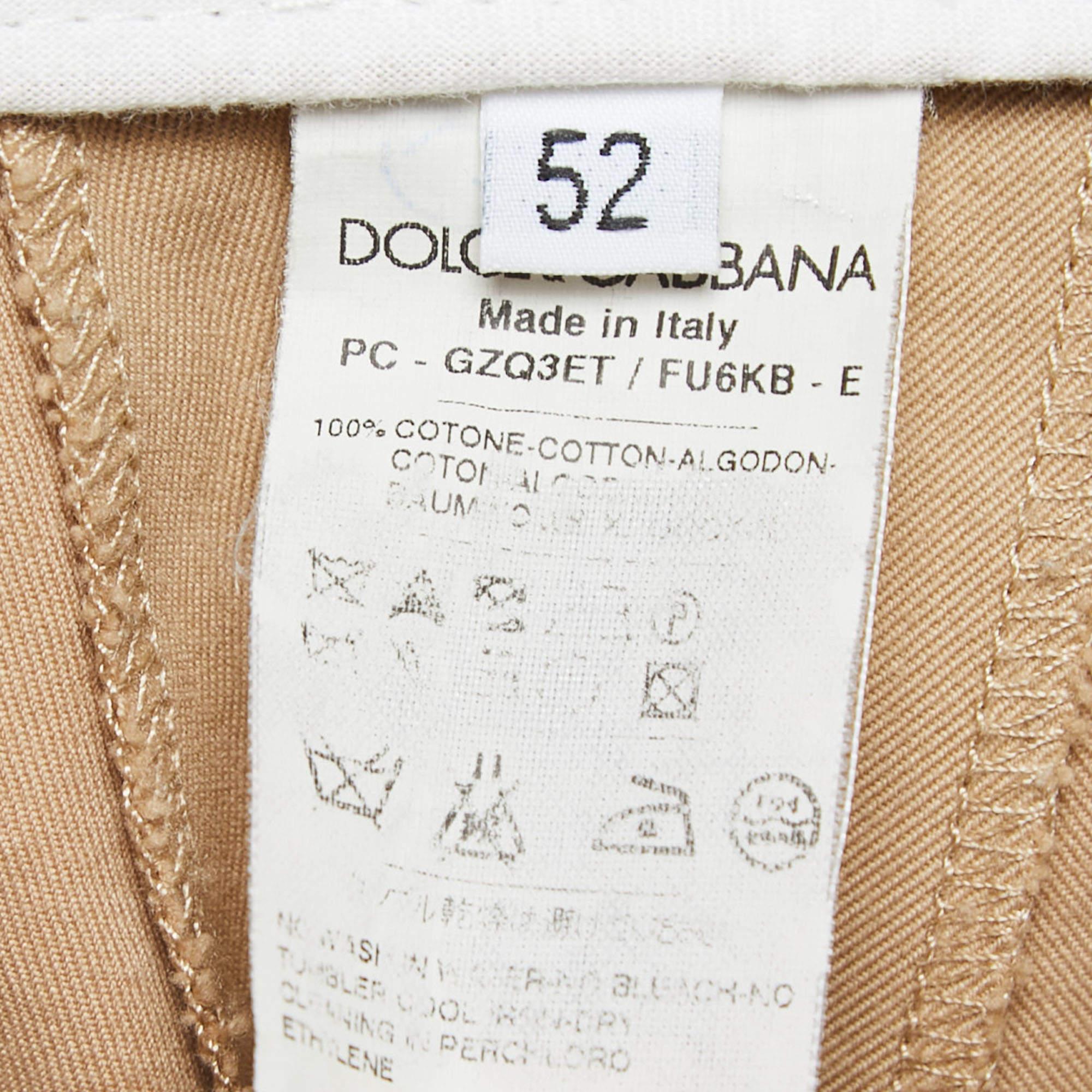 Men's Dolce & Gabbana Beige Cotton Buttoned Cargo Pants XL Waist 38