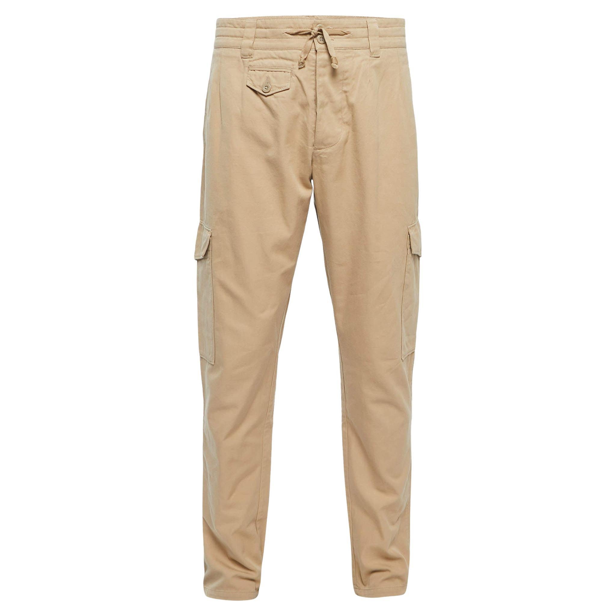 Dolce & Gabbana Beige Cotton Buttoned Cargo Pants XL Waist 38"