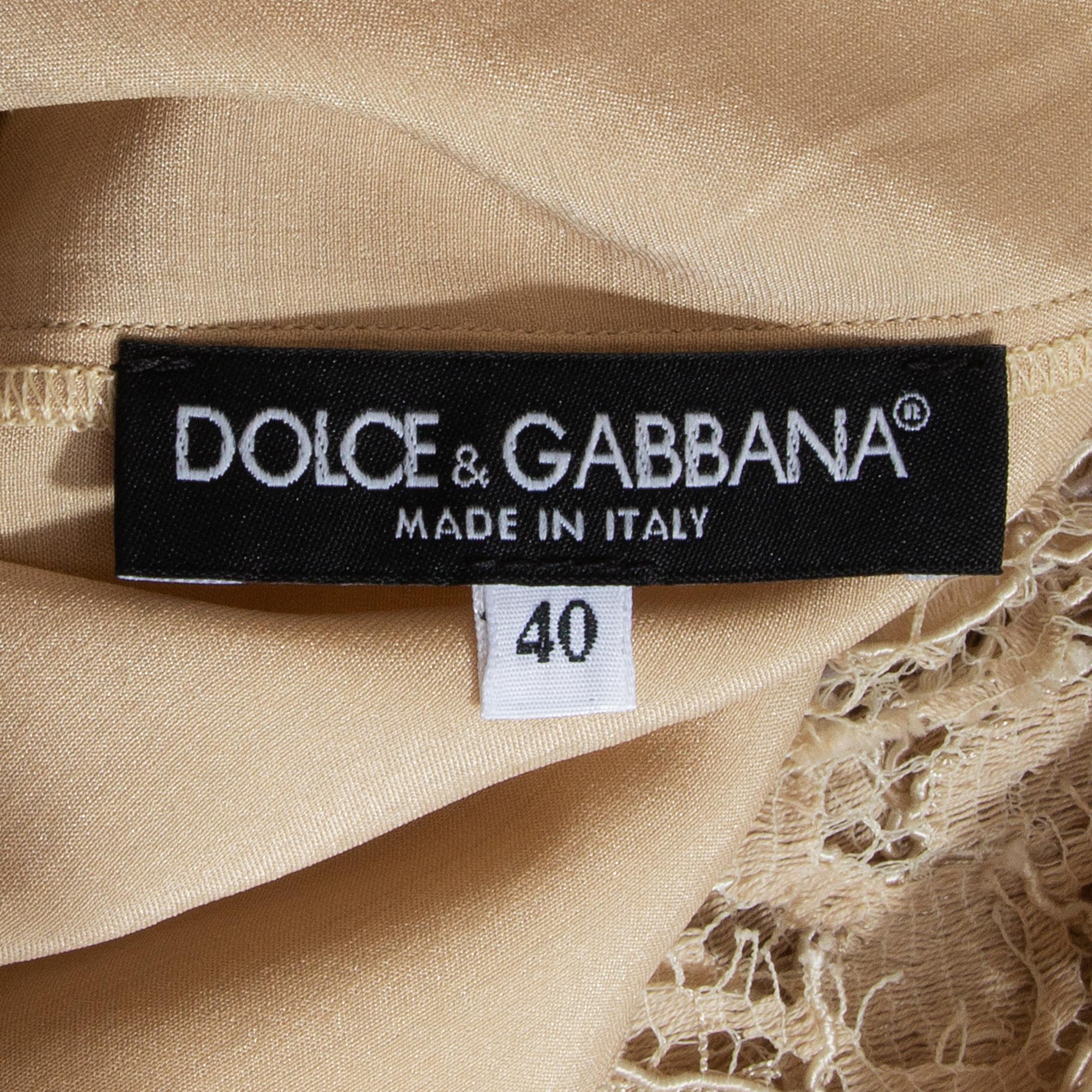 Women's DOLCE & GABBANA beige cotton LACE SLEEVELESS MNI Dress 40