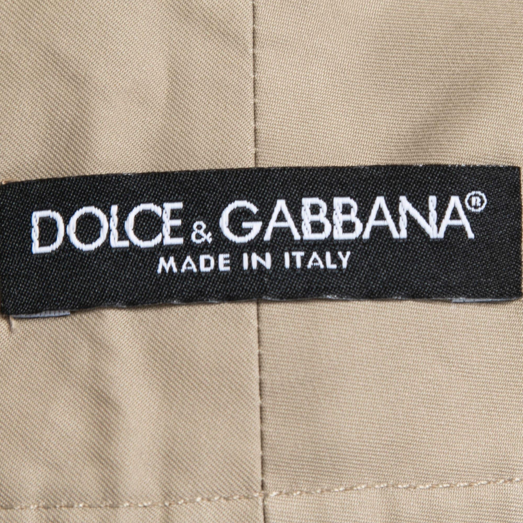 Women's Dolce & Gabbana Beige Cotton Pleated High Waist Cargo Pants S