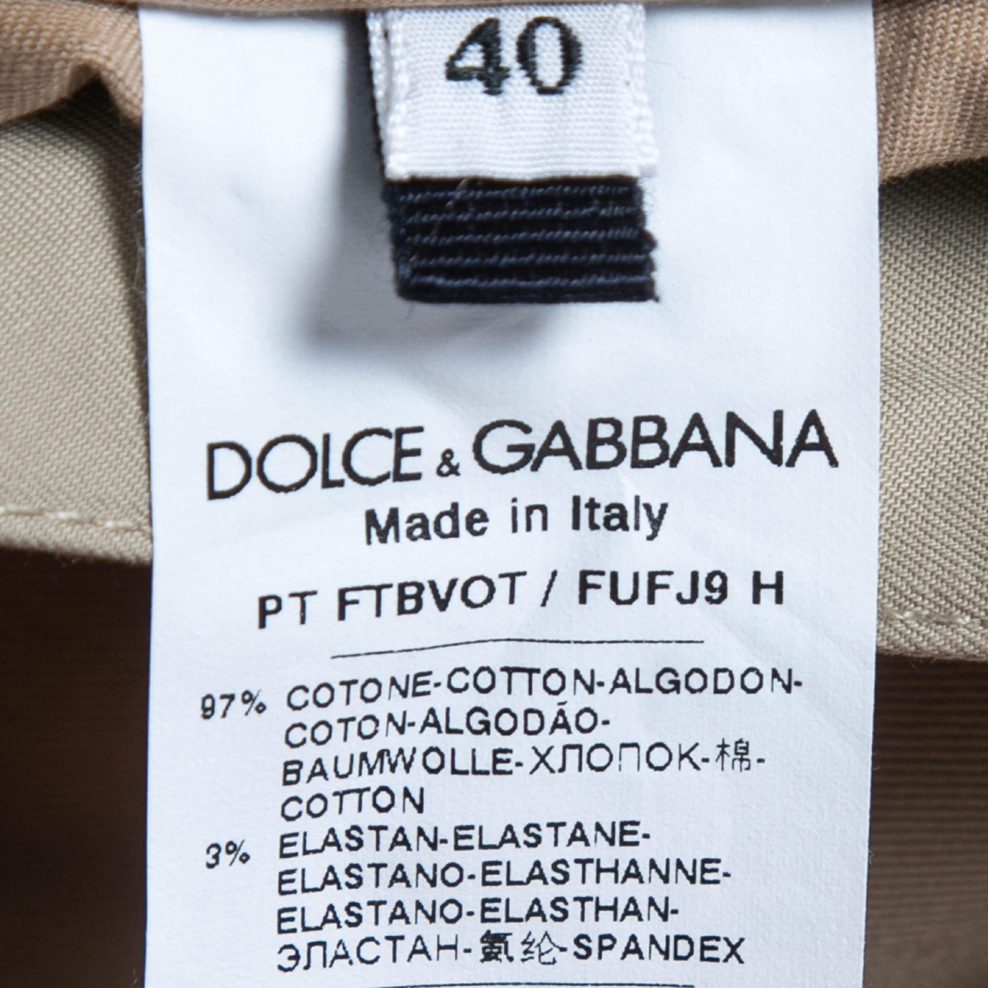 Dolce & Gabbana Beige Cotton Pleated High Waist Cargo Pants S 1