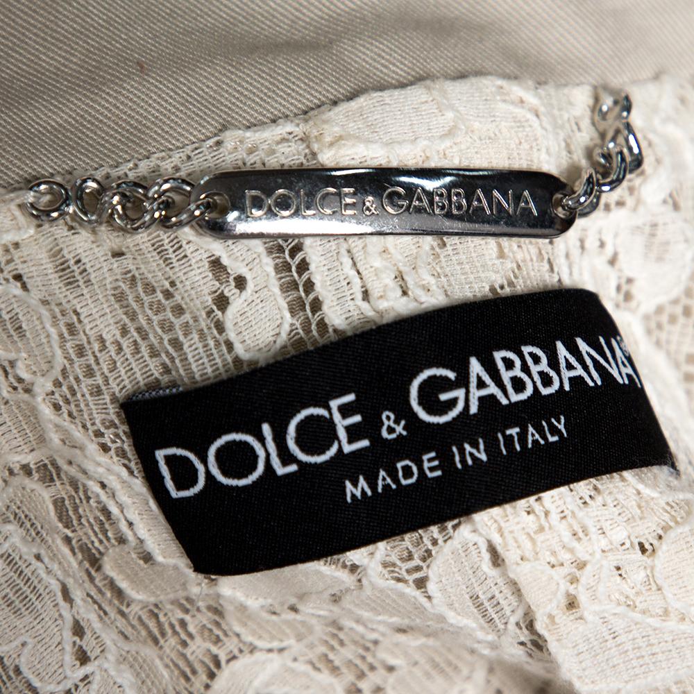 Dolce & Gabbana Beige Baumwolle Twill Ruffle Trim Blazer M 1