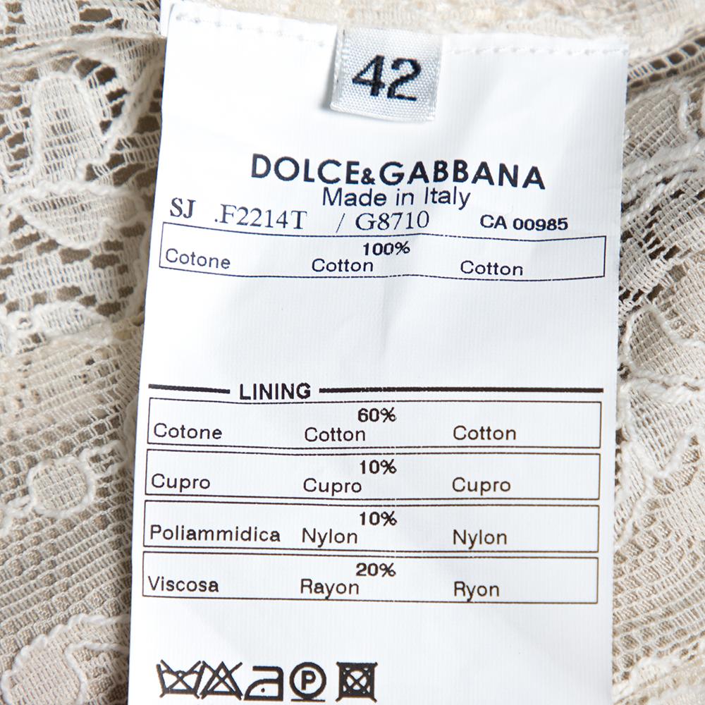 Dolce & Gabbana Beige Baumwolle Twill Ruffle Trim Blazer M 2