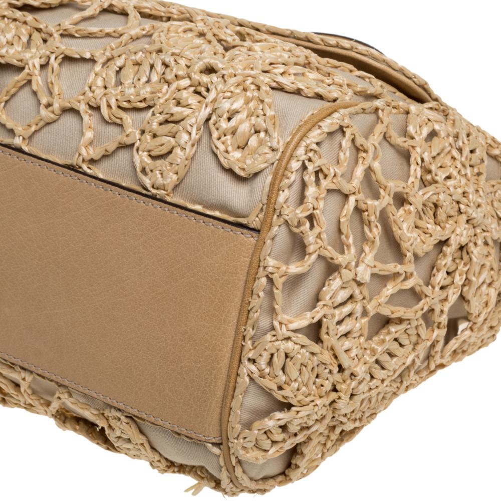 Dolce & Gabbana Beige Crochet Raffia, Large Miss Sicily Top Handle Bag 1