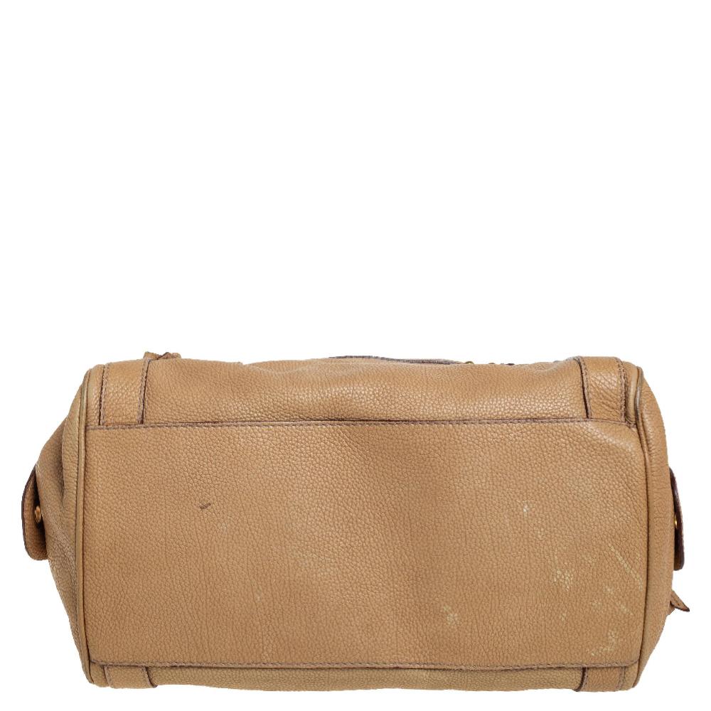 Dolce & Gabbana Miss Easy Way Boston Tasche aus beigefarbenem genarbtem Leder Damen