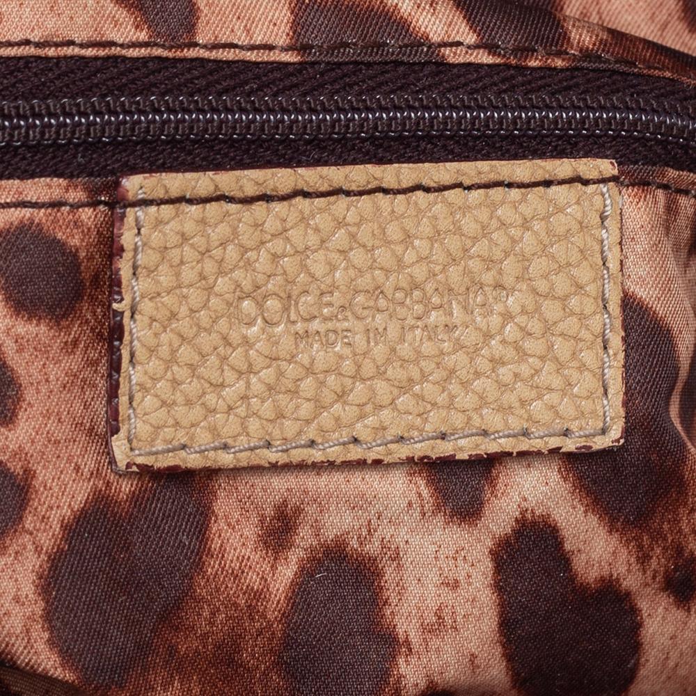 Dolce & Gabbana Miss Easy Way Boston Tasche aus beigefarbenem genarbtem Leder 2
