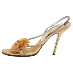 Dolce & Gabbana Beige Jute Fringe Sandals Size 37.5