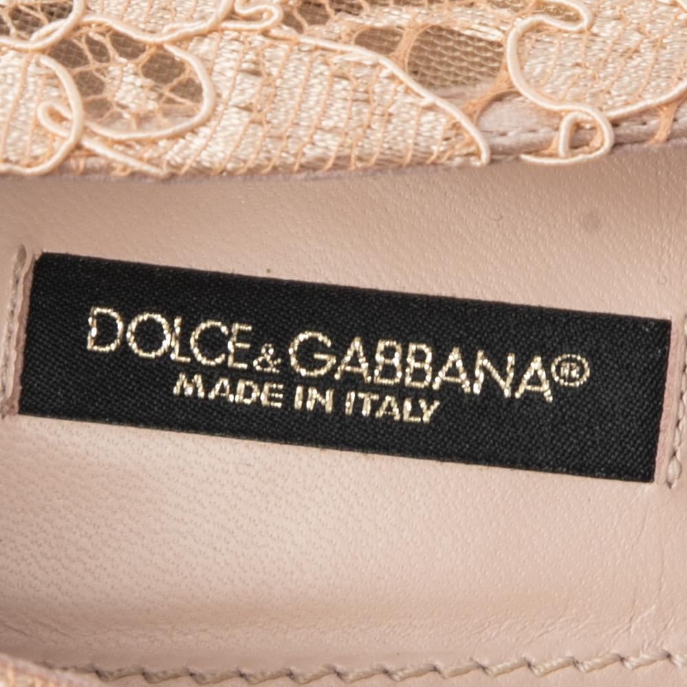 Dolce & Gabbana Beige Lace Bellucci Crystal Embellished Pumps Size 41 2
