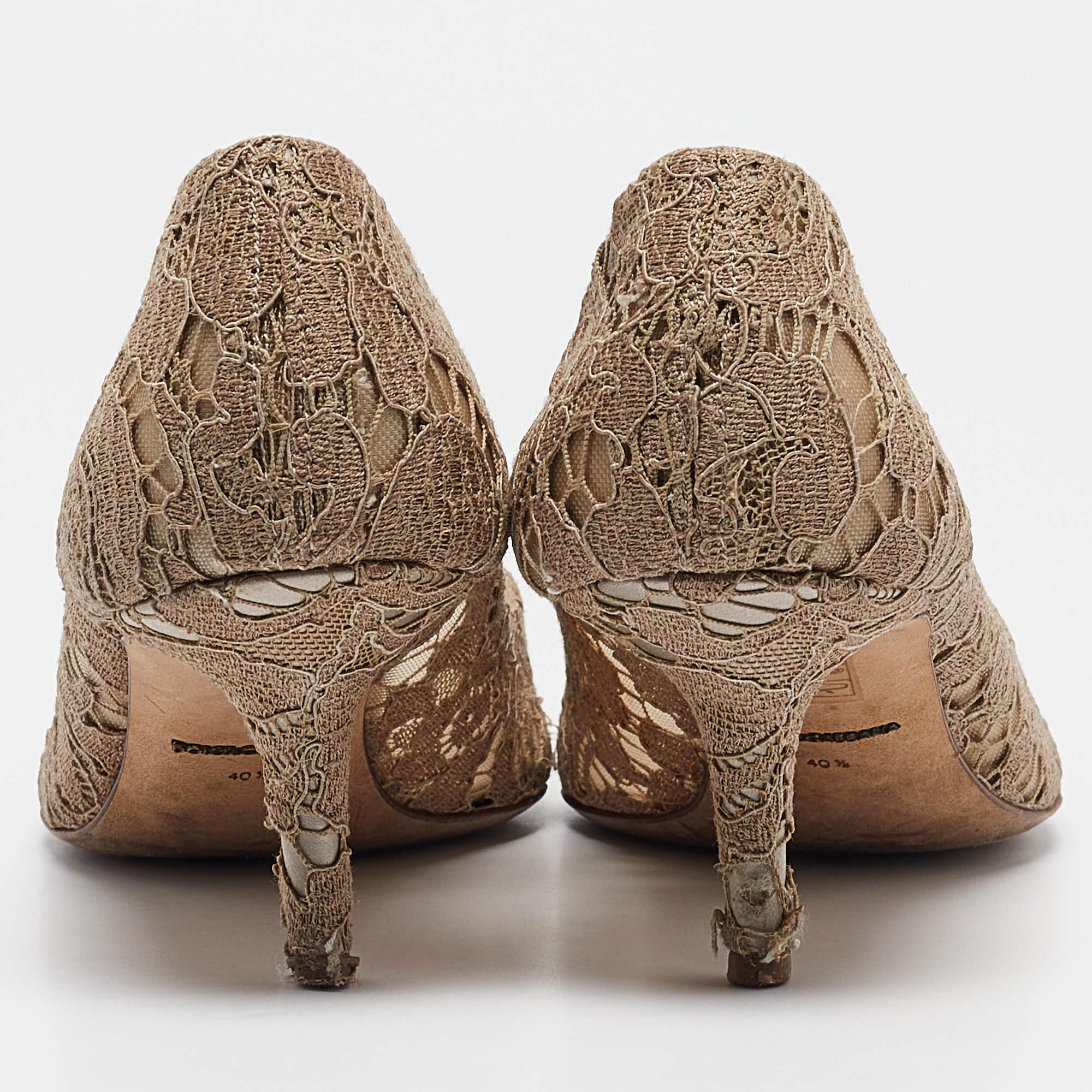  Dolce & Gabbana - Escarpins Bellucci en dentelle beige, taille 40,5 Pour femmes 
