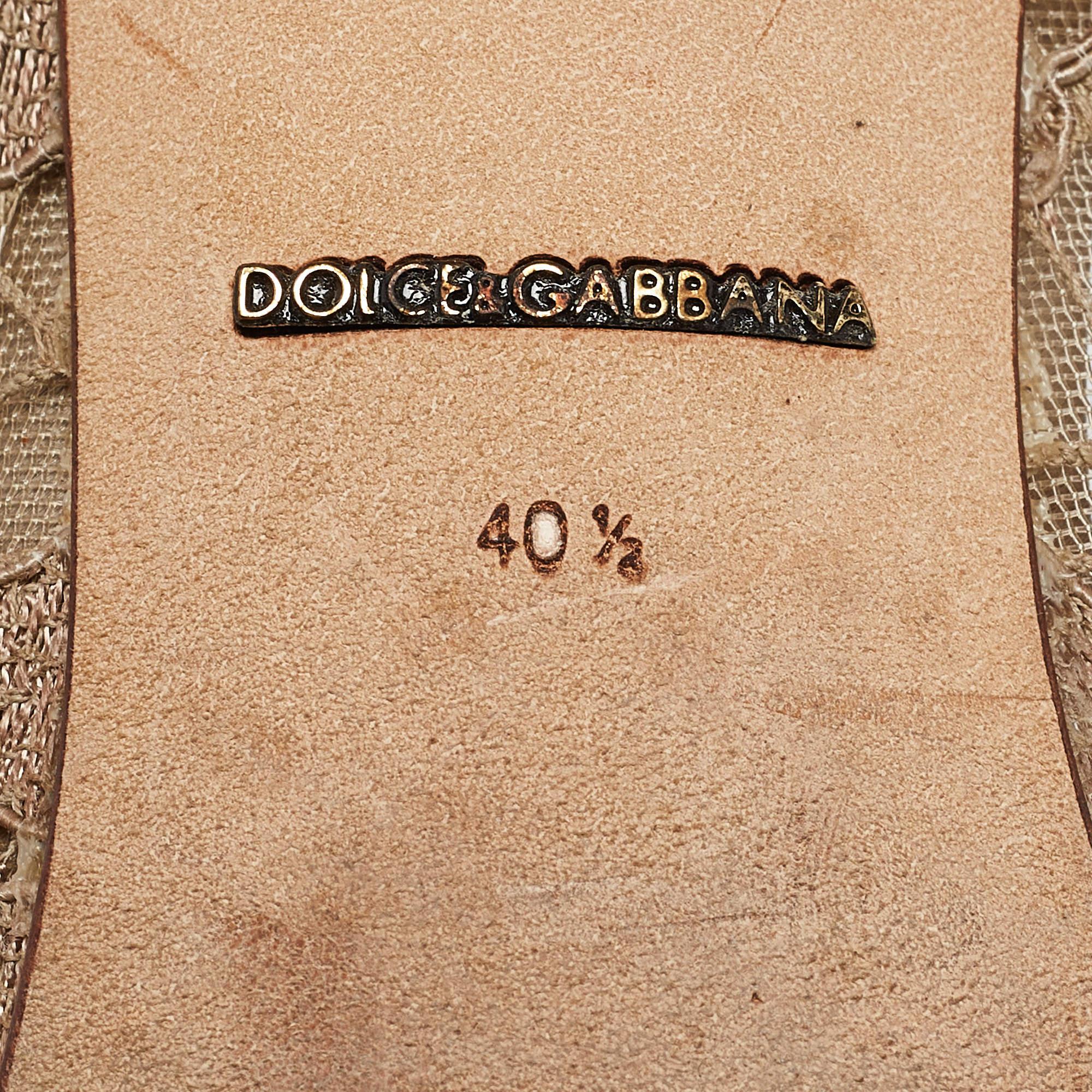Dolce & Gabbana - Escarpins Bellucci en dentelle beige, taille 40,5 3