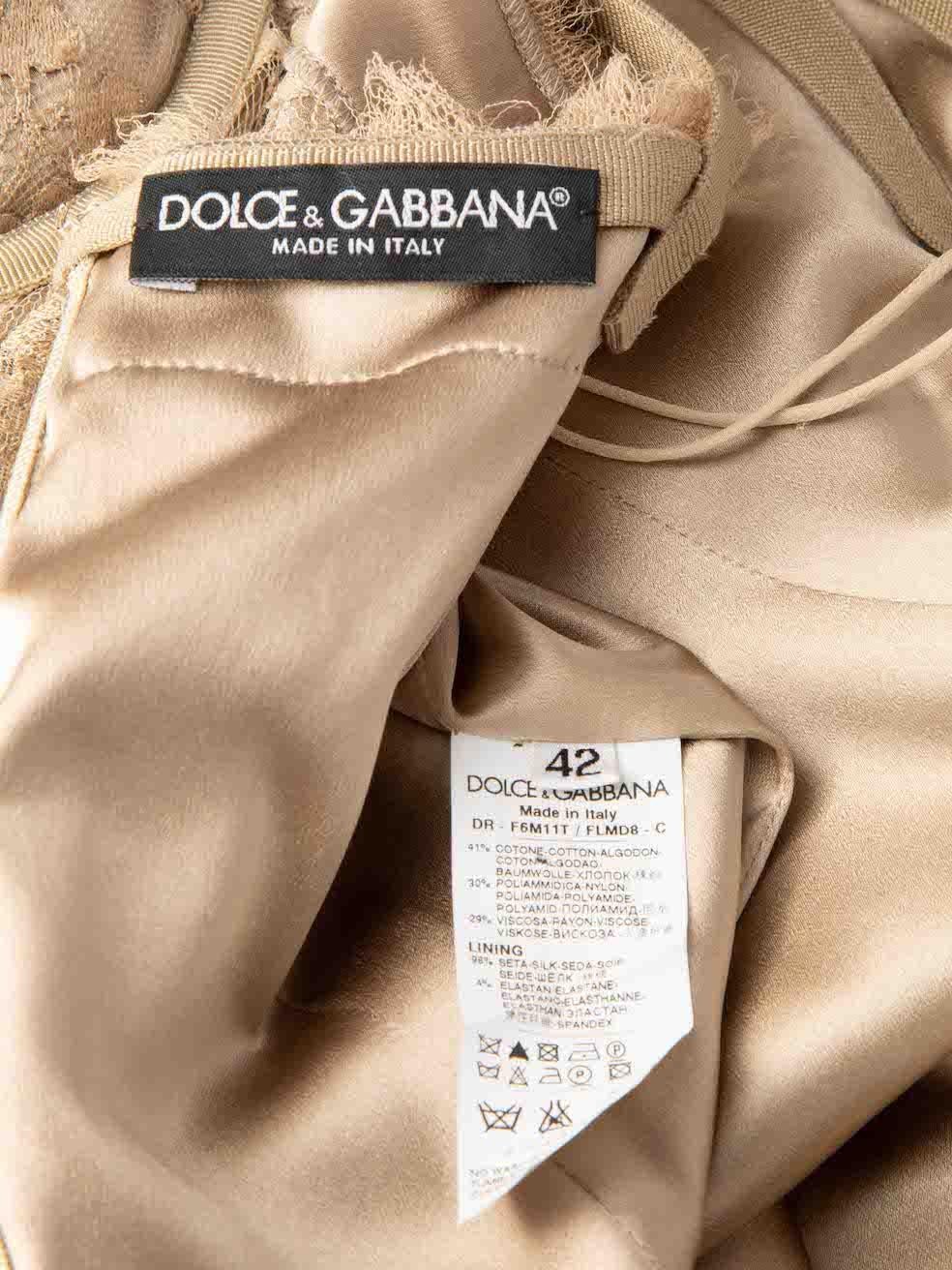 Dolce & Gabbana Beige Lace Boned Midi Dress Size M For Sale 1