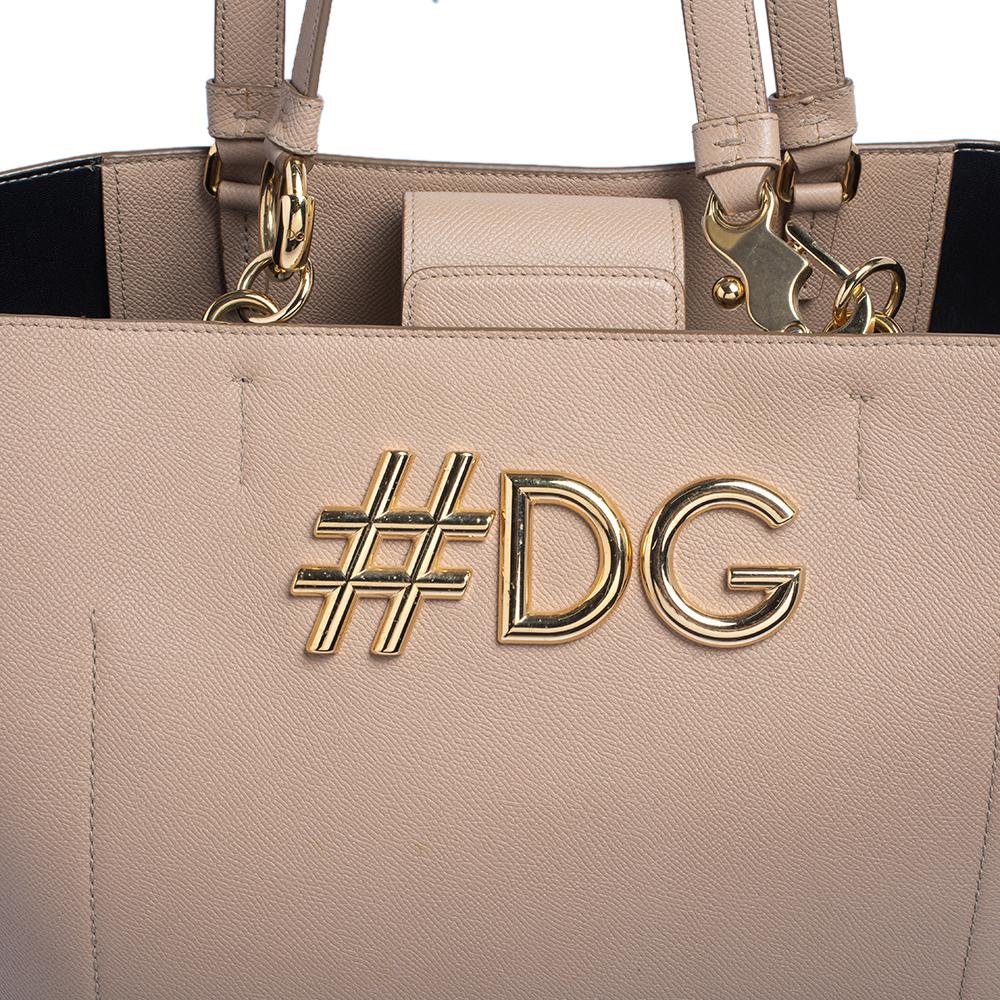Beigefarbene Beatrice Tote aus Leder von Dolce & Gabbana 3