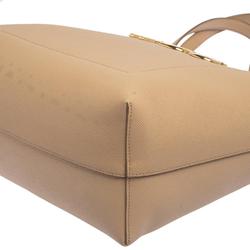 Beigefarbene Beatrice Tote aus Leder von Dolce & Gabbana 5
