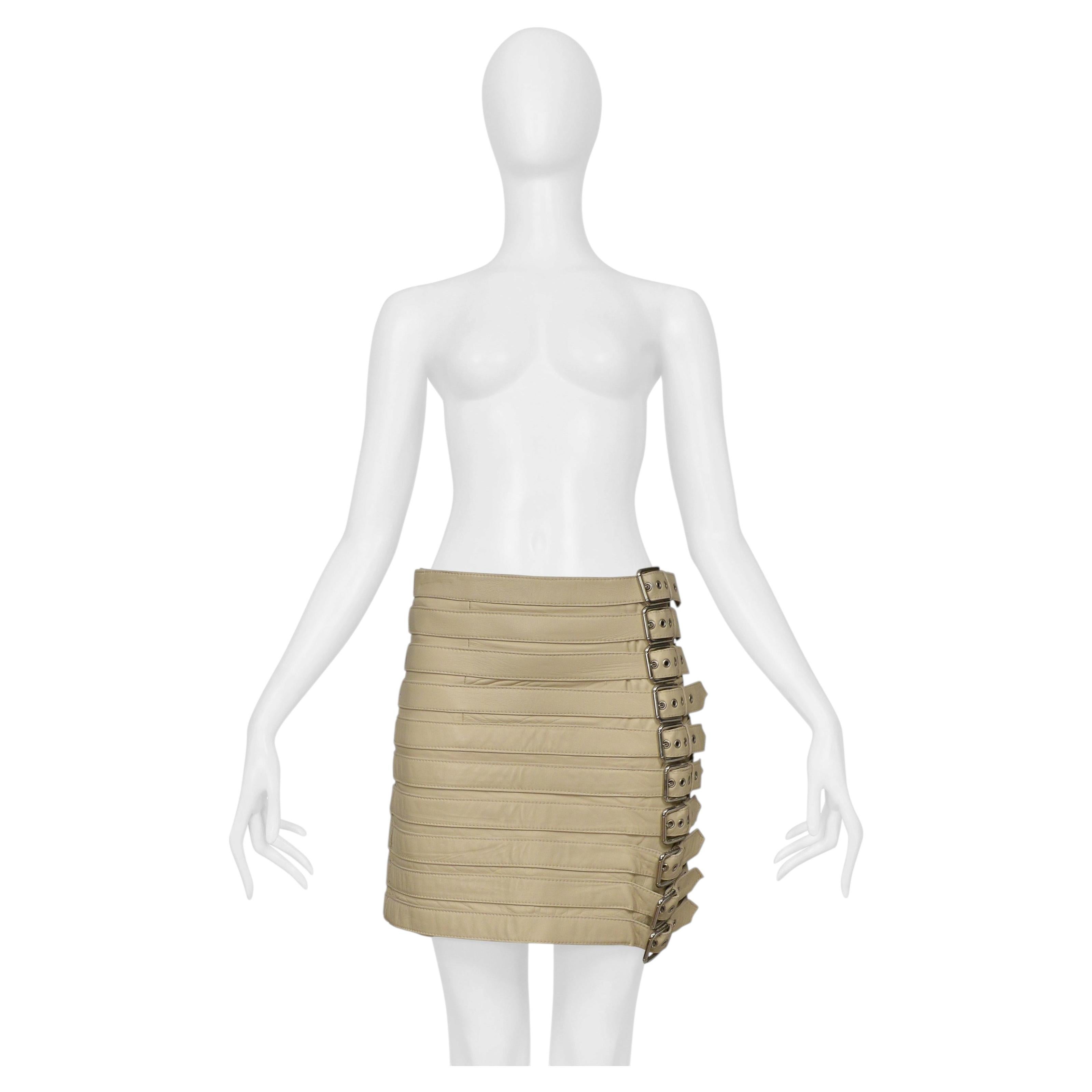 Dolce & Gabbana Beige Leather Belts Mini Skirt 2003