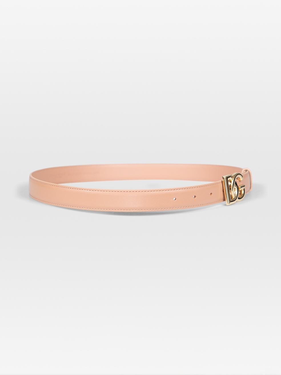 Orange Dolce & Gabbana Beige Leather DG Buckle Belt For Sale