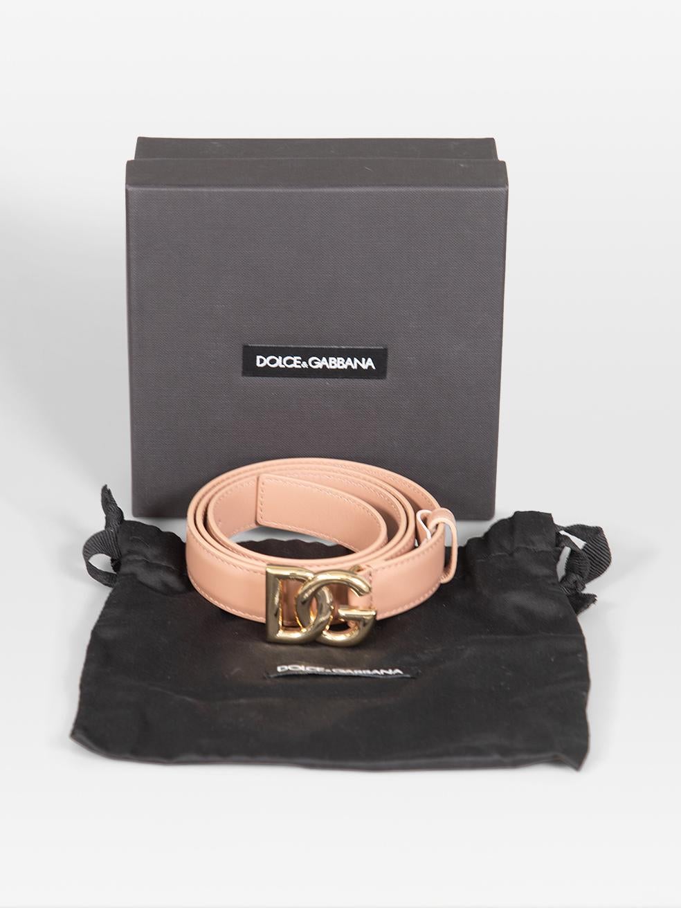 Dolce & Gabbana Beige Leather DG Buckle Belt For Sale 2