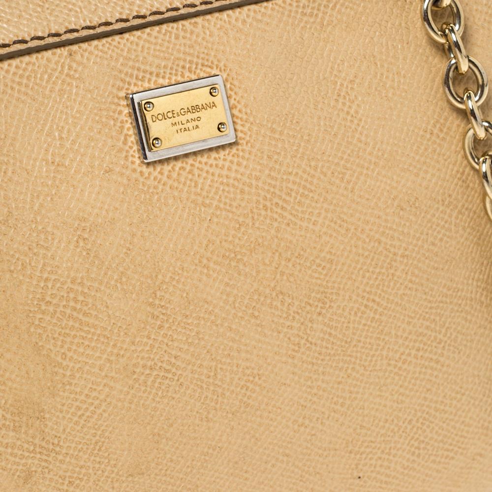 Dolce & Gabbana Beige Leather Glam Crossbody Bag 4