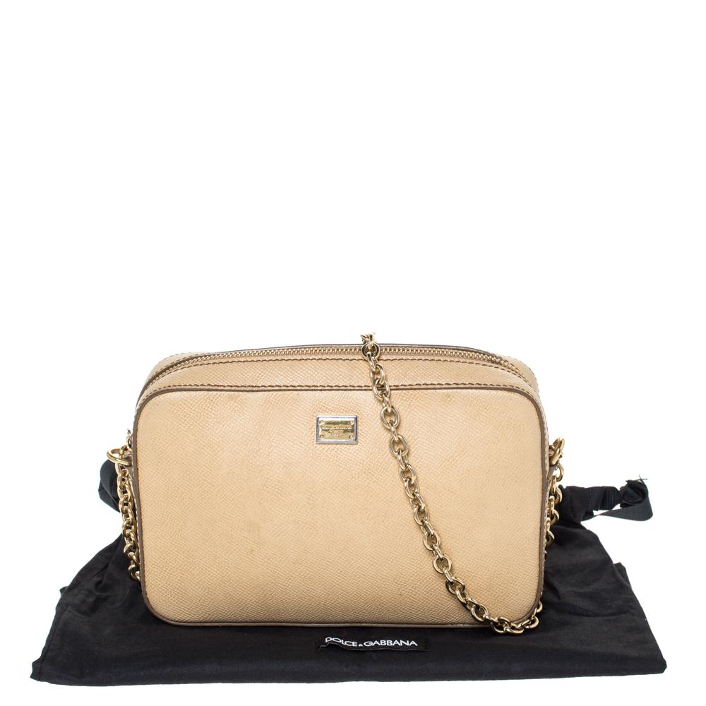 Dolce & Gabbana Beige Leather Glam Crossbody Bag 5