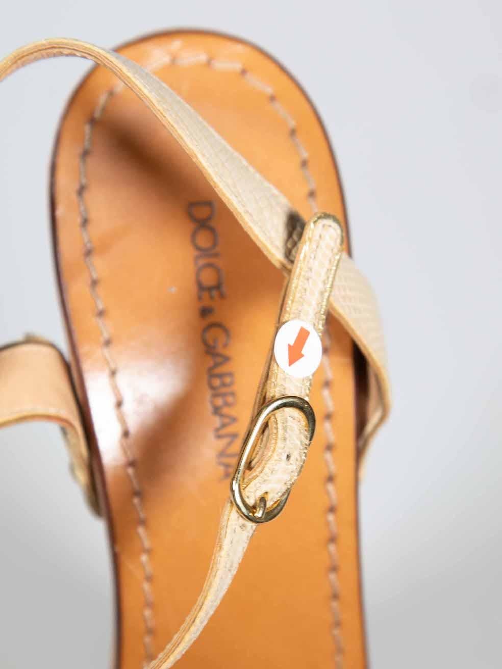 Dolce & Gabbana Beige Leder-Keilschuhe mit Eidechsenprägung Größe IT 40 im Angebot 3