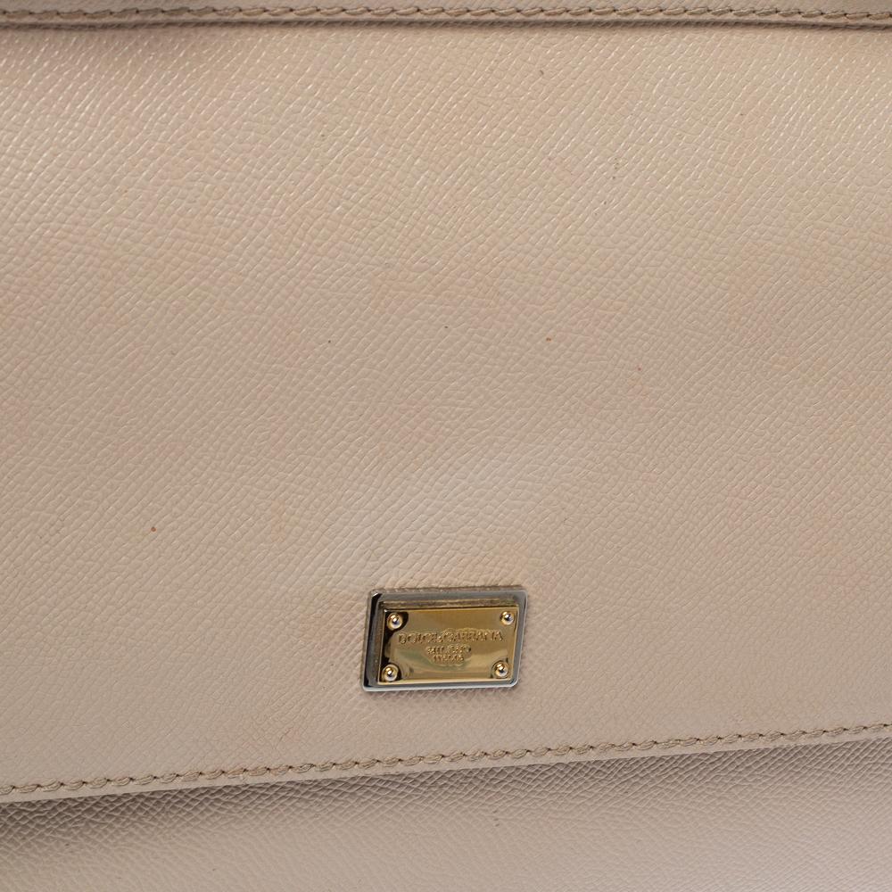 Dolce & Gabbana Beige Leather Medium Miss Sicily Top Handle Bag 2