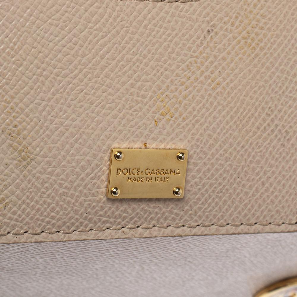 Dolce & Gabbana Beige Leather Medium Miss Sicily Top Handle Bag 4