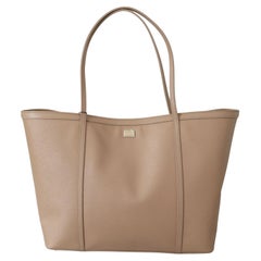 Dolce & Gabbana Beige Leather Shopping Tote Top Handle Bag Handbag DG