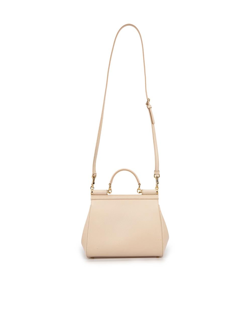 Dolce & Gabbana Beige Leather Sicily Top Handle Bag In Good Condition For Sale In London, GB