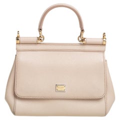 Dolce & Gabbana Beige Leather Small Miss Sicily Top Handle Bag