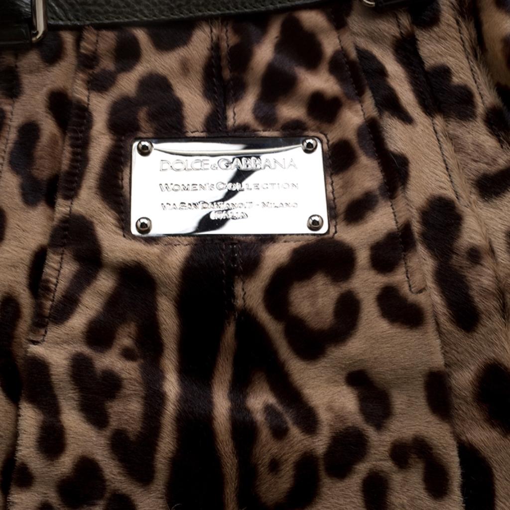 Dolce & Gabbana Beige Leopard Print Calfhair Miss Urbanette Satchel 5