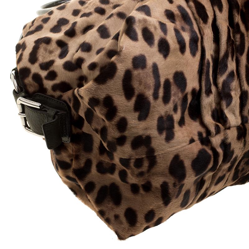 Dolce & Gabbana Beige Leopard Print Calfhair Miss Urbanette Satchel 3