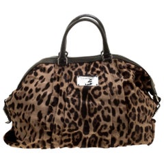 Dolce & Gabbana Beige Leopard Print Calfhair Miss Urbanette Satchel