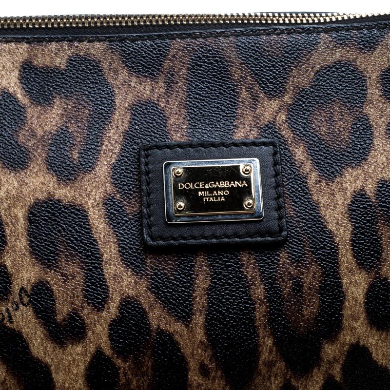 Dolce & Gabbana Beige Leopard Print PVC Miss Escape Tote 5