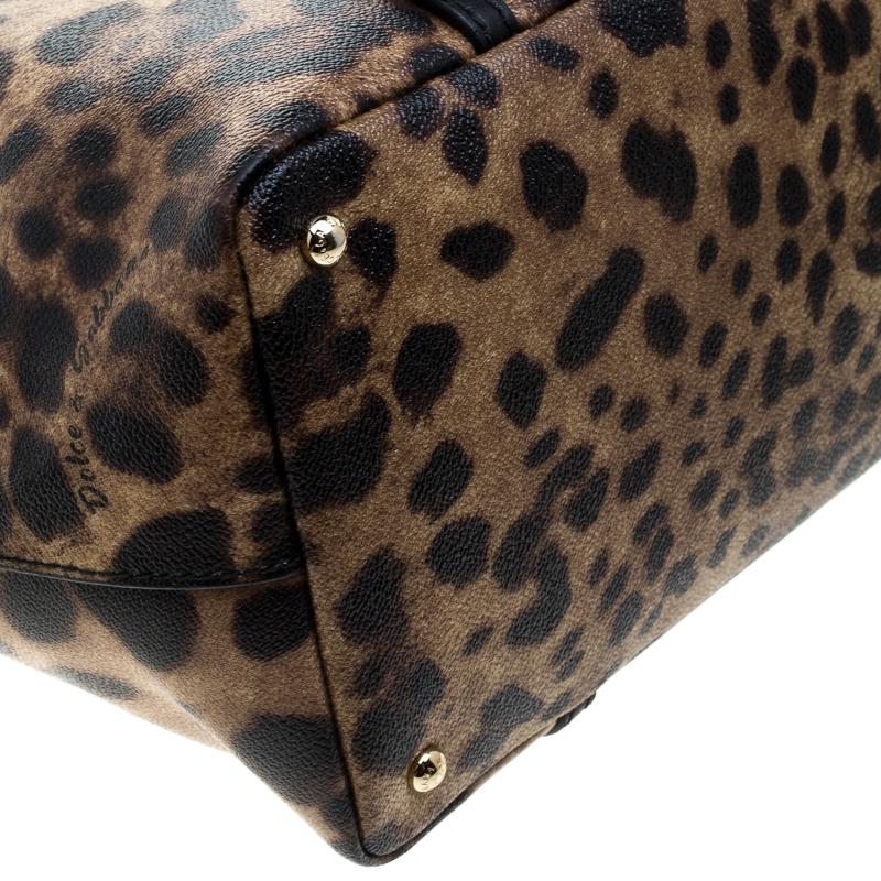 Women's Dolce & Gabbana Beige Leopard Print PVC Miss Escape Tote