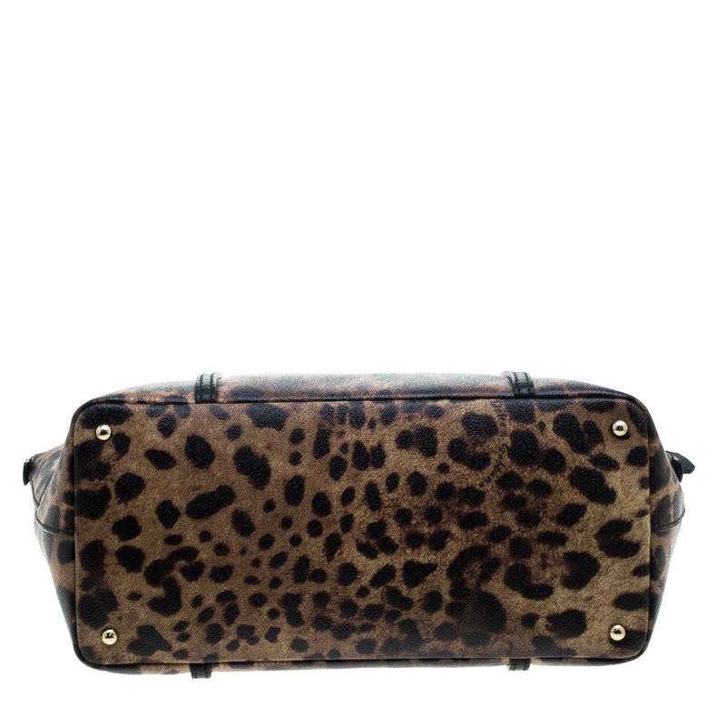 Dolce & Gabbana Beige Leopard Print PVC Miss Escape Tote 4