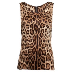 Dolce & Gabbana Beige Leopard Print Silk Sleeveless Top M