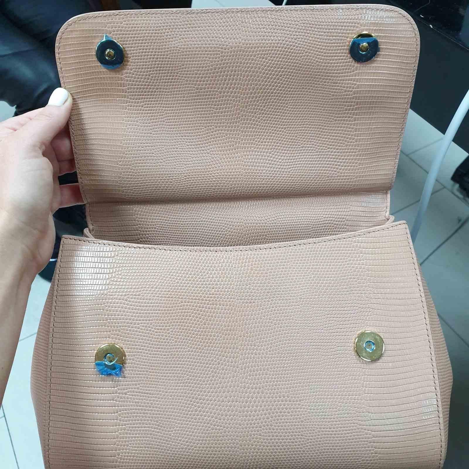 Dolce & Gabbana Beige Eidechse geprägtes Leder Kristall DG Logo Medium Miss Sizilien 6