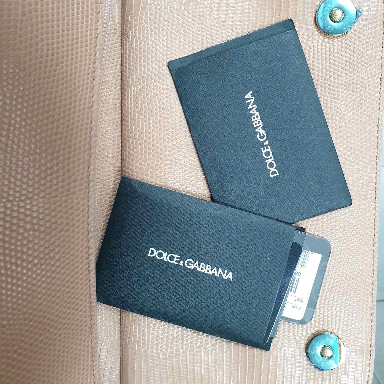 Dolce & Gabbana Beige Eidechse geprägtes Leder Kristall DG Logo Medium Miss Sizilien 4