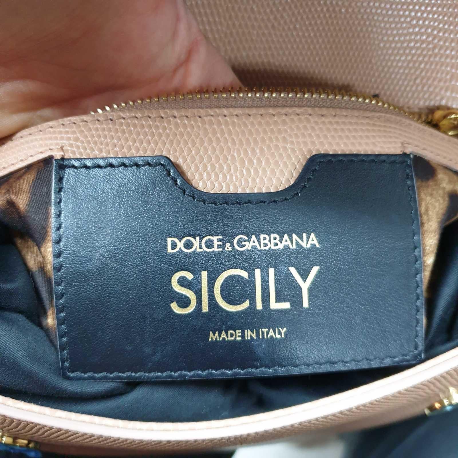 Dolce & Gabbana Beige Eidechse geprägtes Leder Kristall DG Logo Medium Miss Sizilien 5