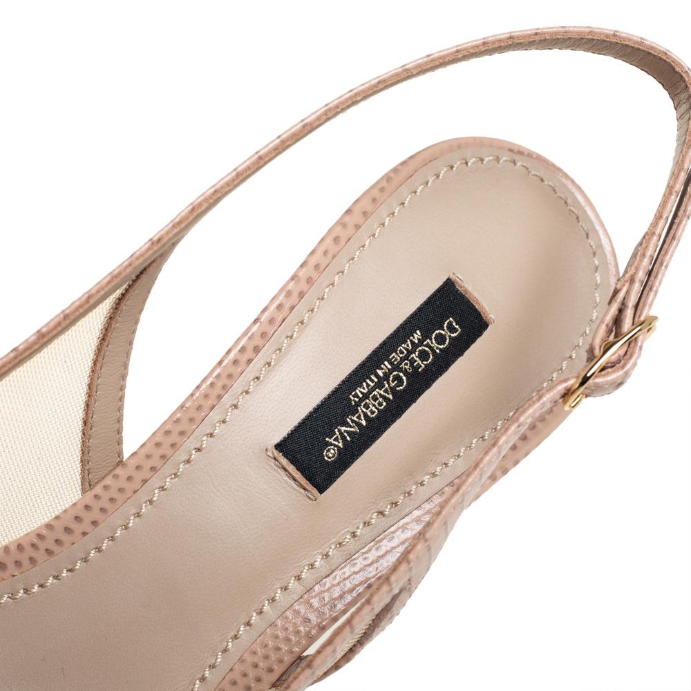 Dolce & Gabbana Beige Mesh und Leder Lori Slingback Sandalen Größe 38 2