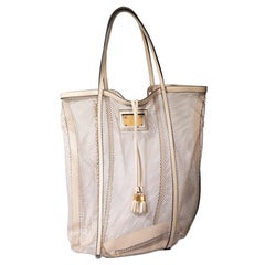 Dolce & Gabbana - Tote con placca logo in rete beige