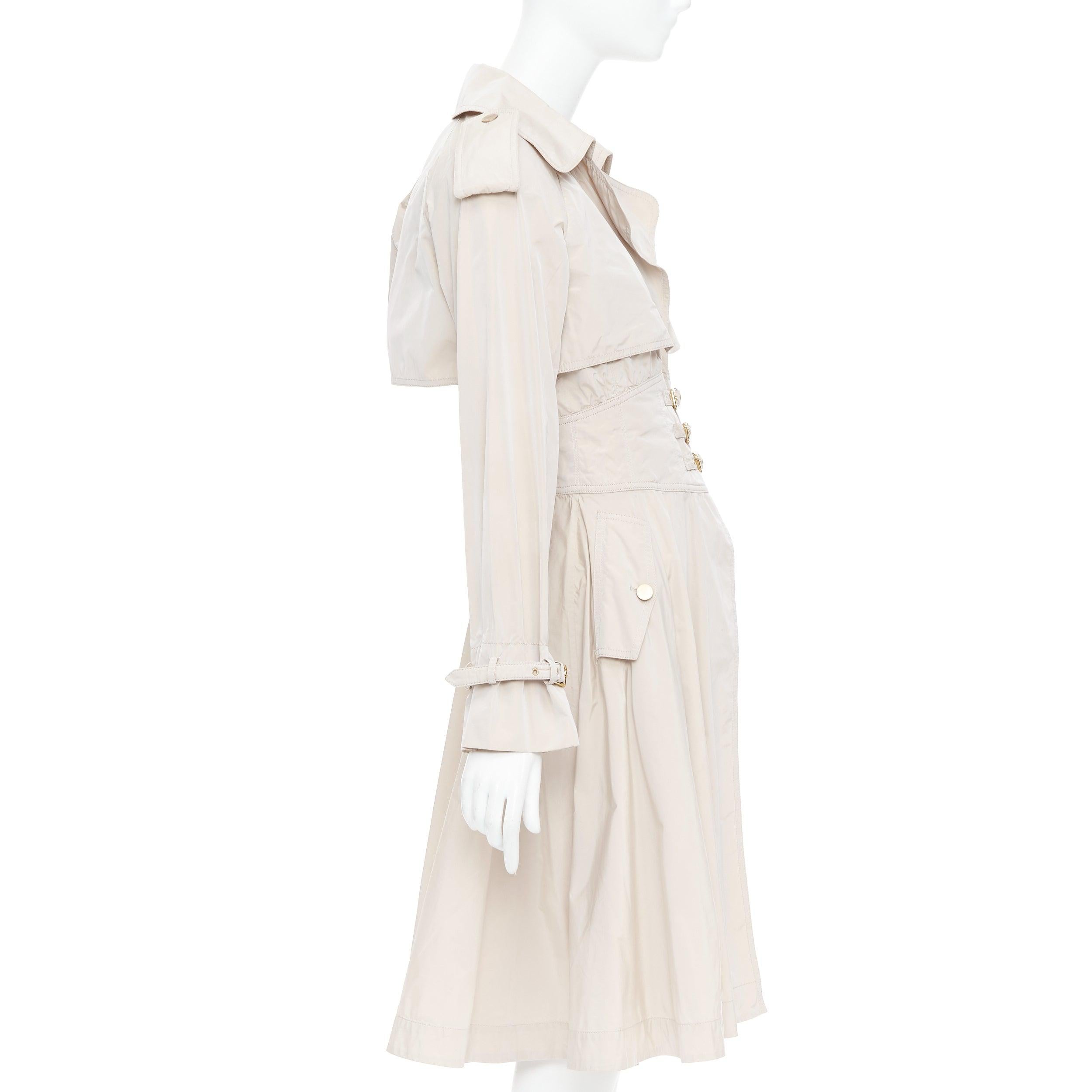 Women's DOLCE GABBANA beige nylon belted waist Aline trench coat dress IT40A S