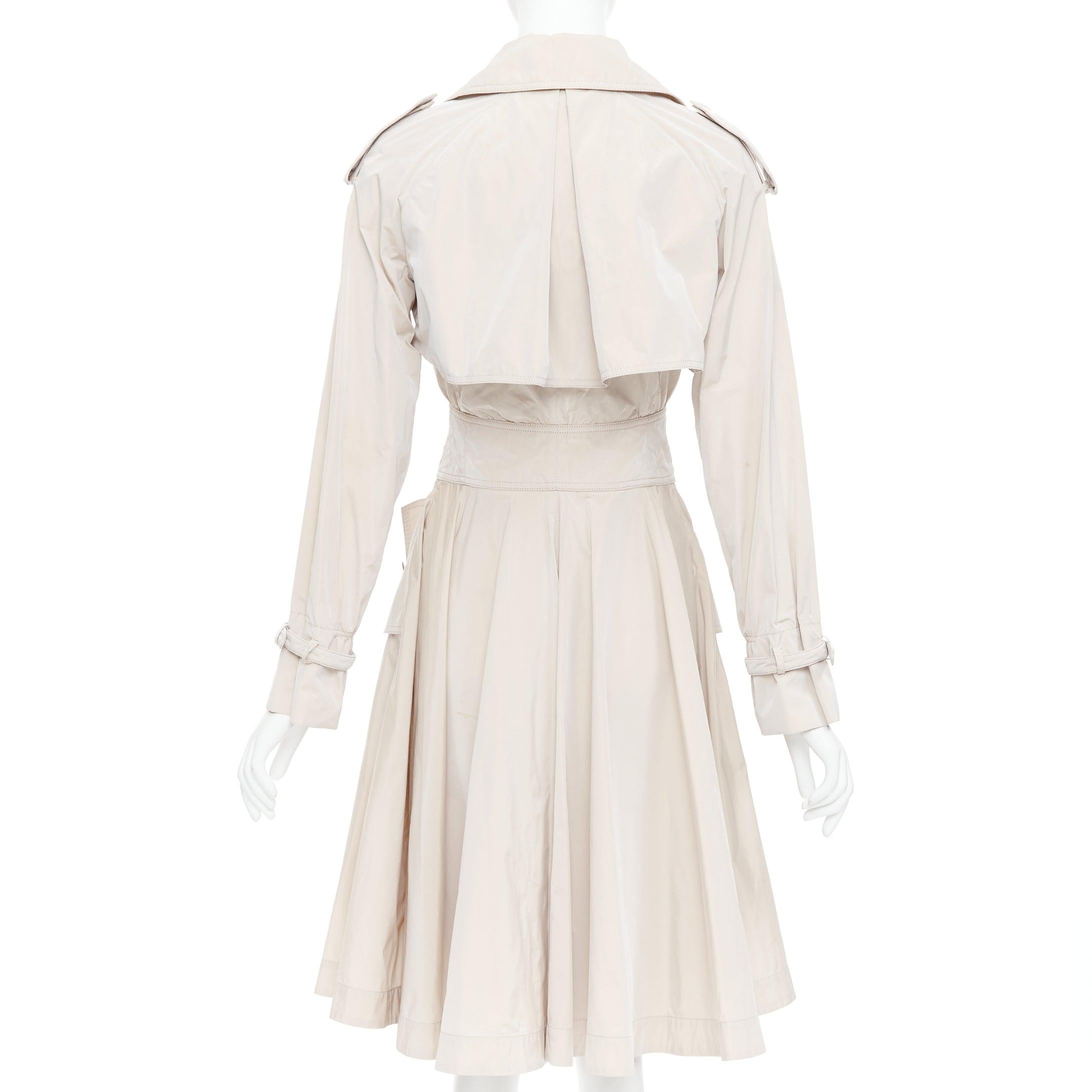 DOLCE GABBANA beige nylon belted waist Aline trench coat dress IT40A S 1