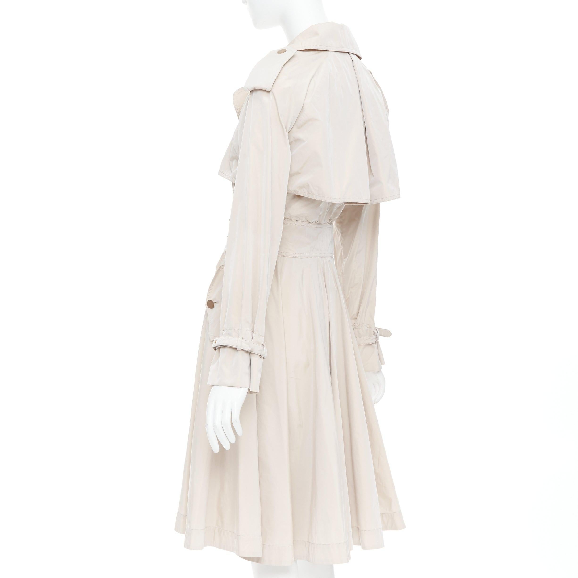 DOLCE GABBANA beige nylon belted waist Aline trench coat dress IT40A S 2