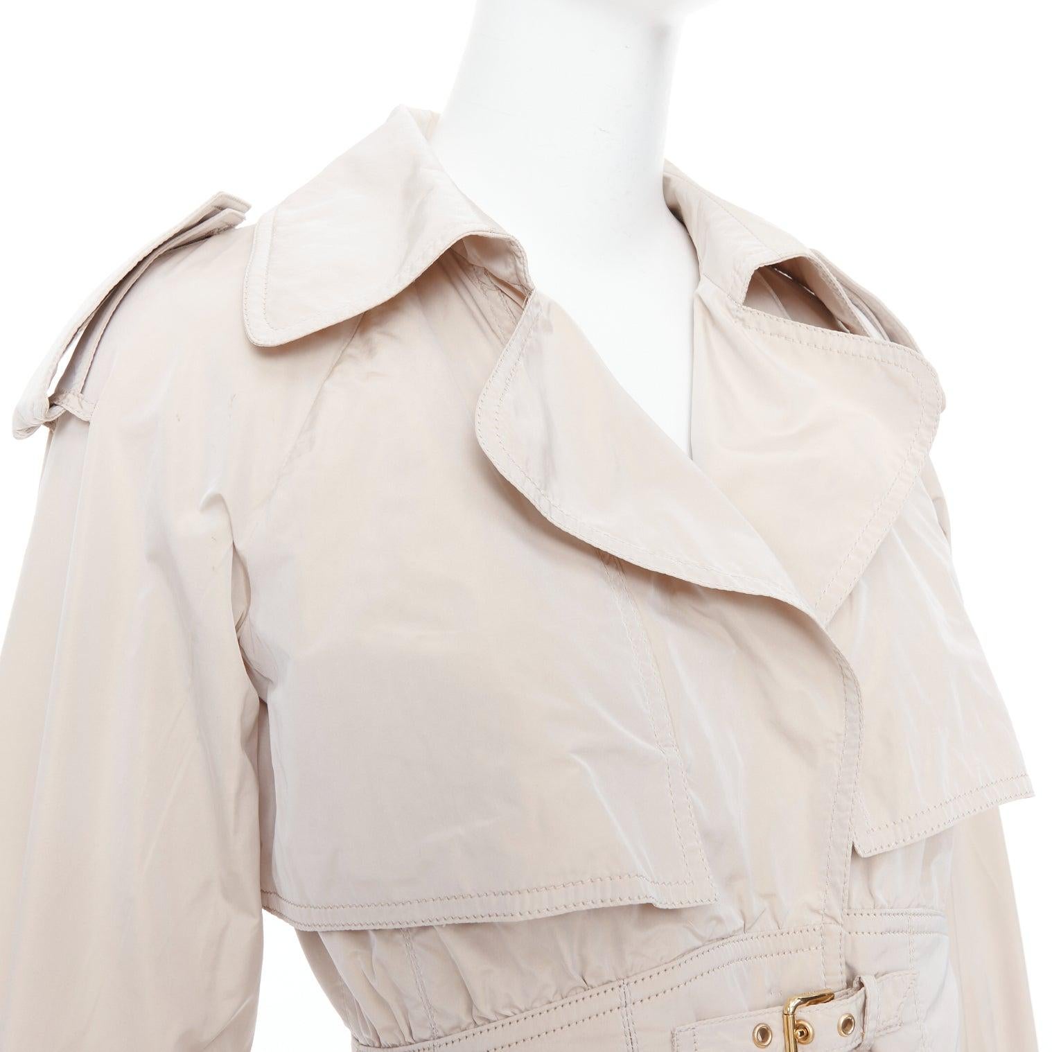 DOLCE GABBANA beige nylon belted waist Aline trench coat dress IT40A S 3