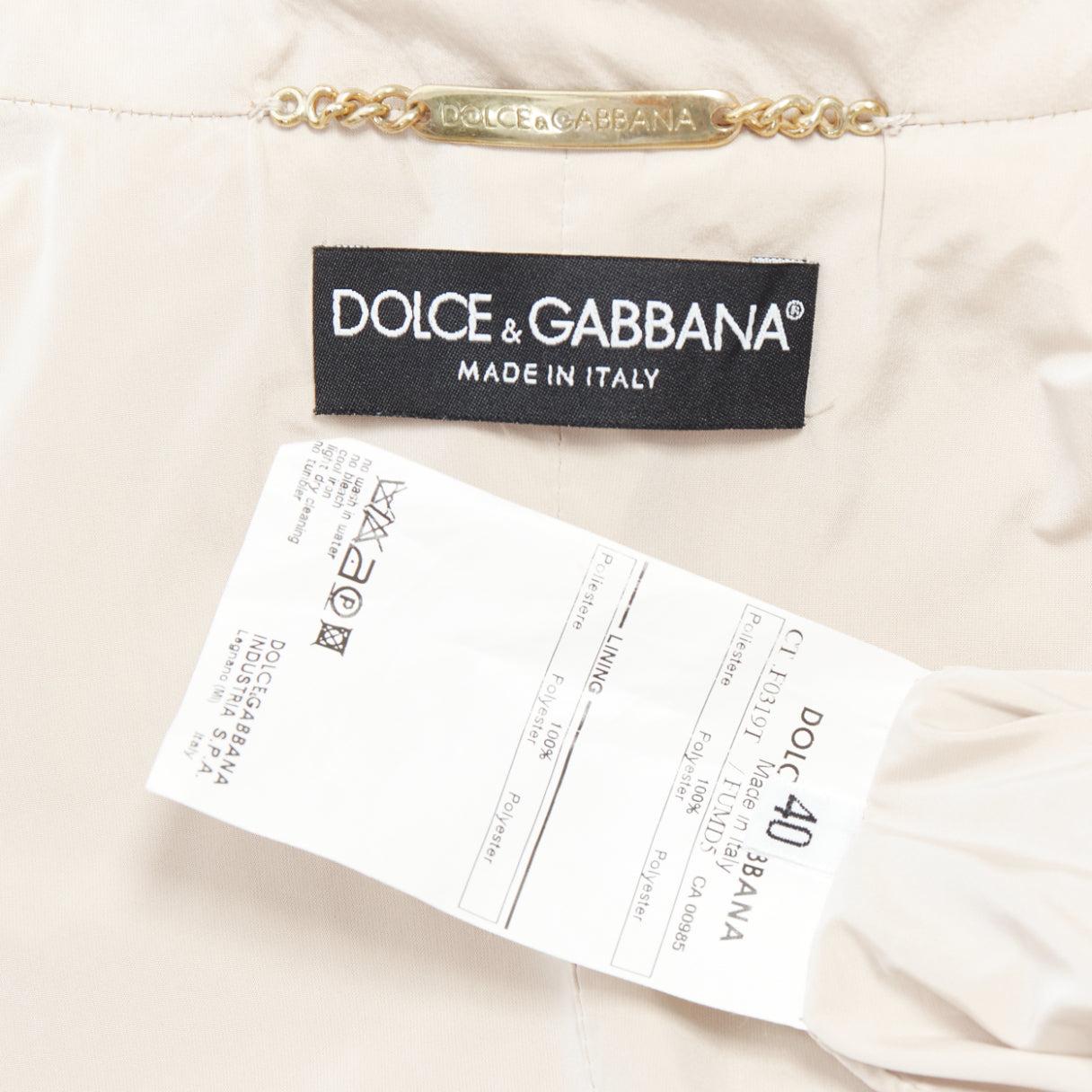 DOLCE GABBANA beige nylon belted waist Aline trench coat dress IT40A S 4